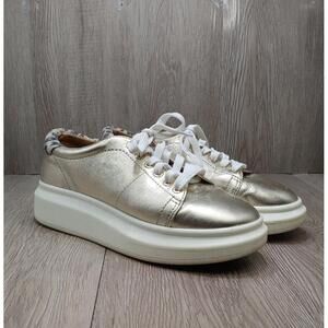 Linea Paolo Kelsey‎ Platform Sneaker Light Gold Metallic Leather Size 6